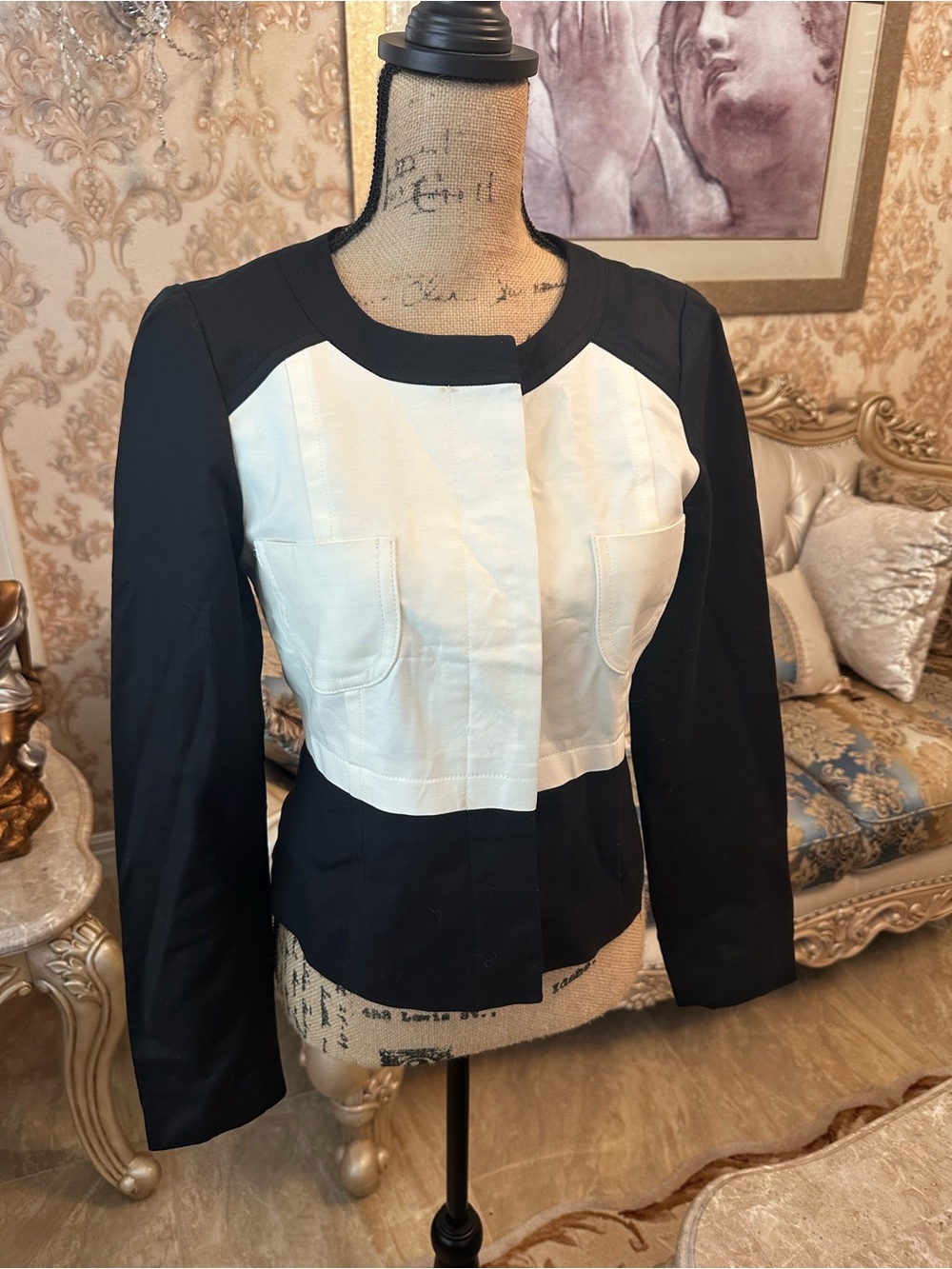 Willi Smith Black and White Colorblock Blazer